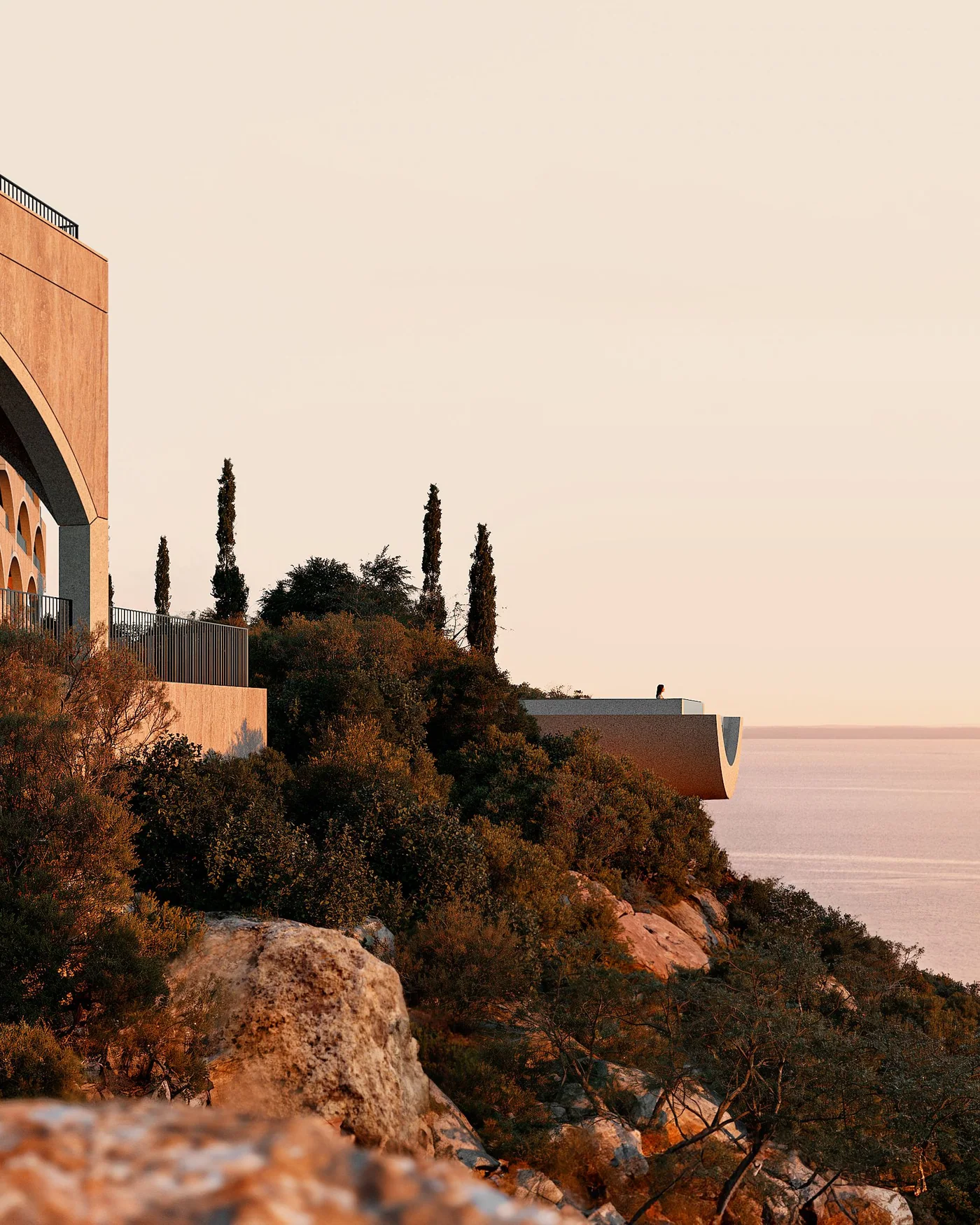The cliff edge in golden light