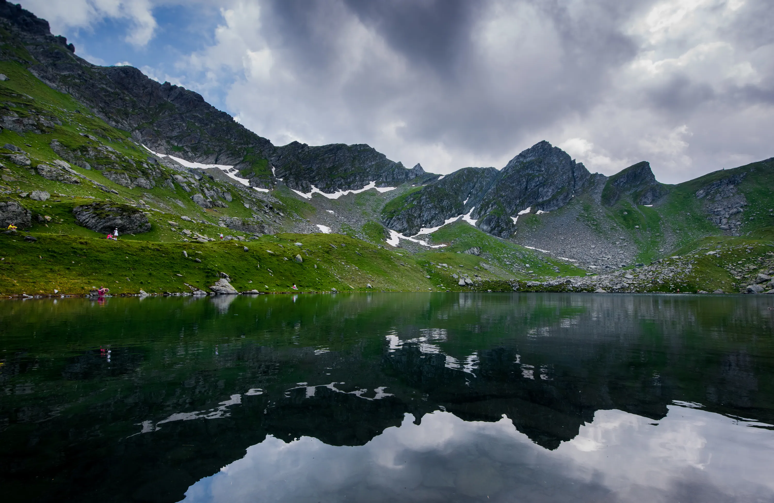 The Heart Lake in the Accursed Mountains, the peaks mirrored in the water