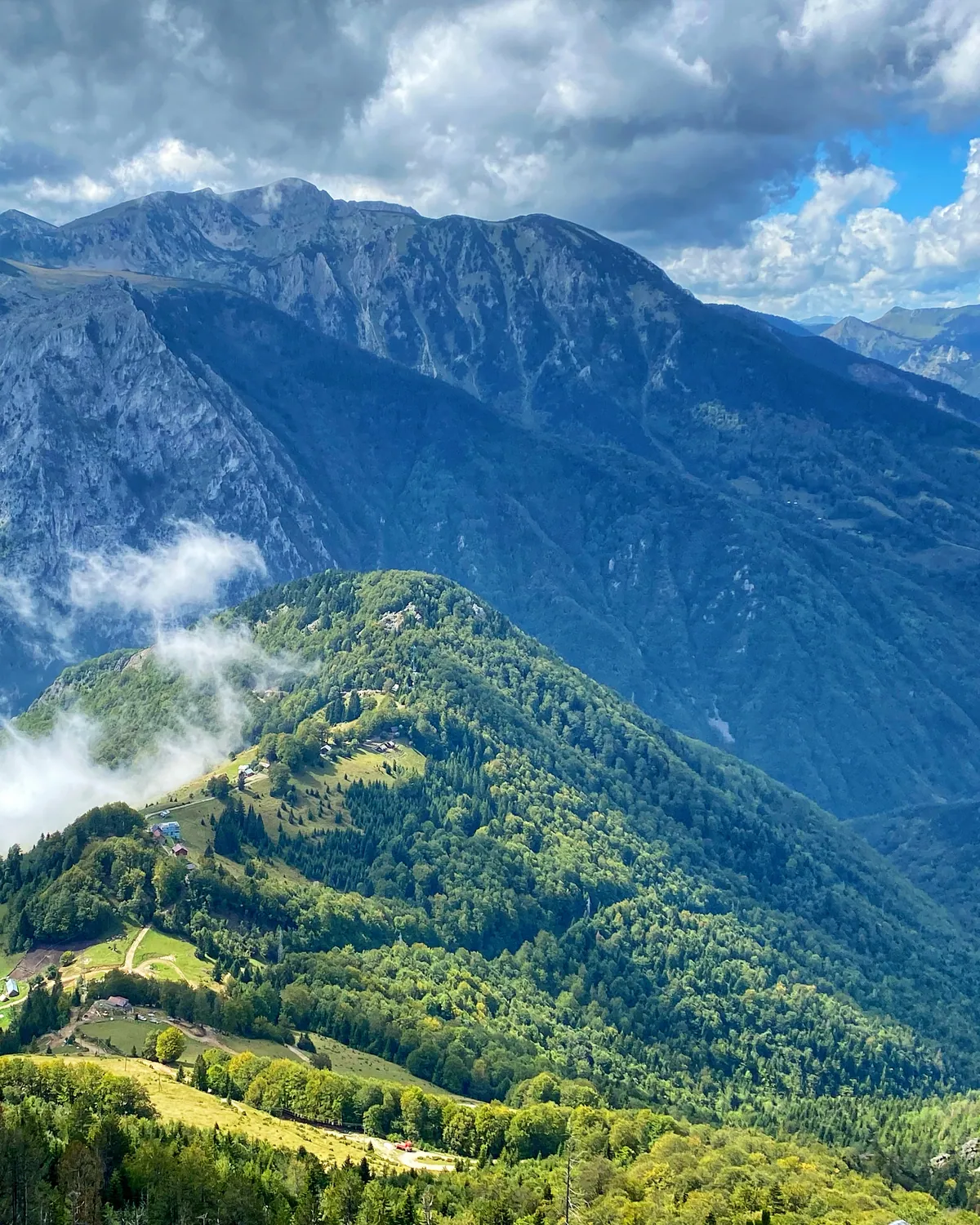 The Rugova mountains above Peja, clouds in the valleys