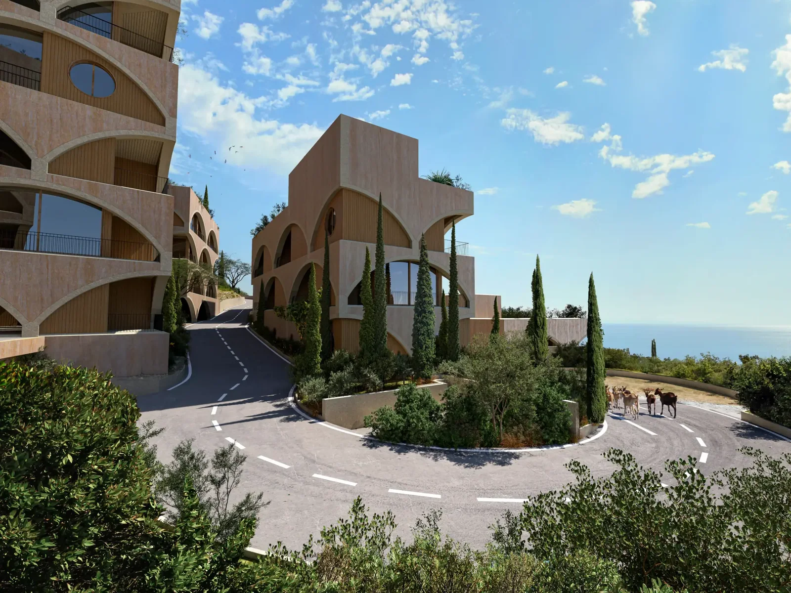 Veranda Village and its winding road on the hill, visualisation by MIR